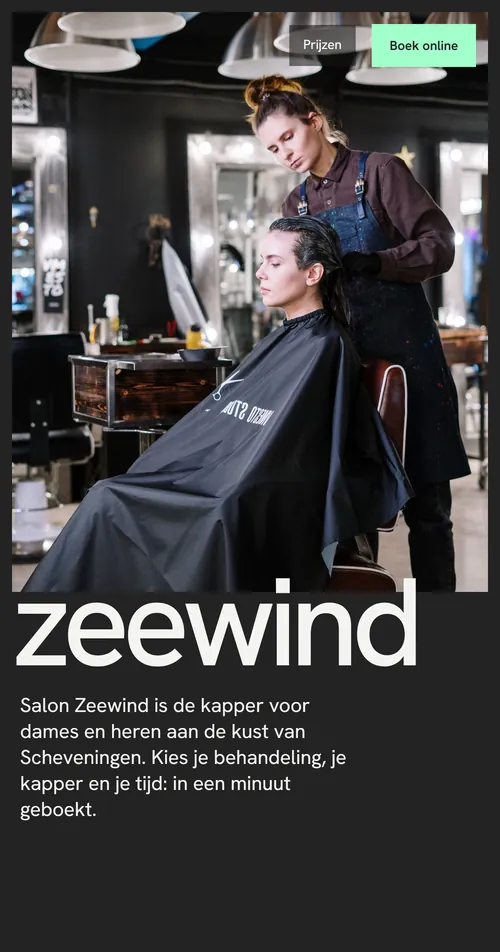 Telefoonweergave van Plus voor Salon Zeewind, een verzonnen kapsalon