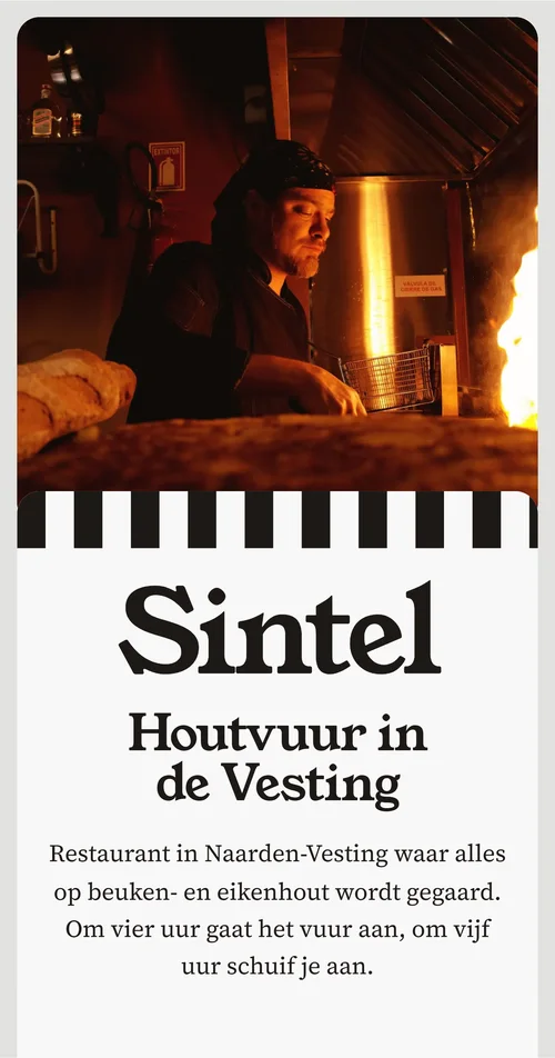Telefoonweergave van Basis voor Sintel, een verzonnen restaurant